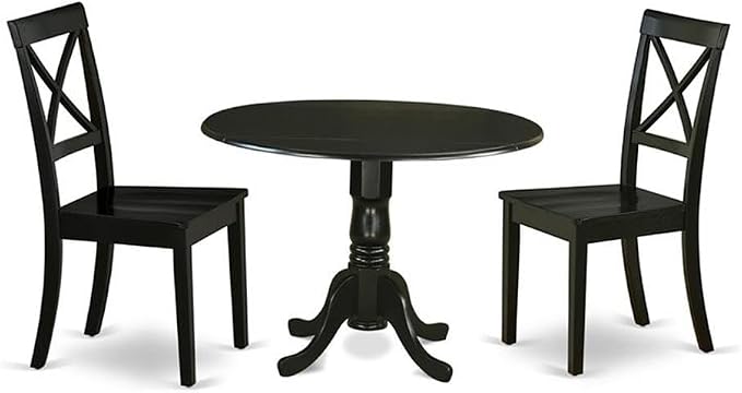East West Furniture DLBO3-BLK-W 3 Piece Dining Table Set by EastWestFurniture