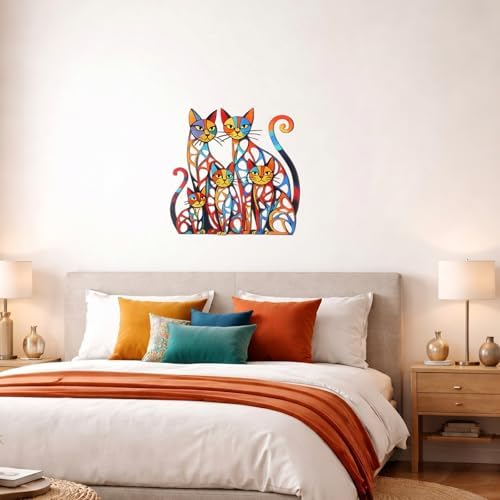 Wesiti Metal Cat Wall Art Decor Colorful Sculptures Mid Century 11.8x11.6 - Image 6