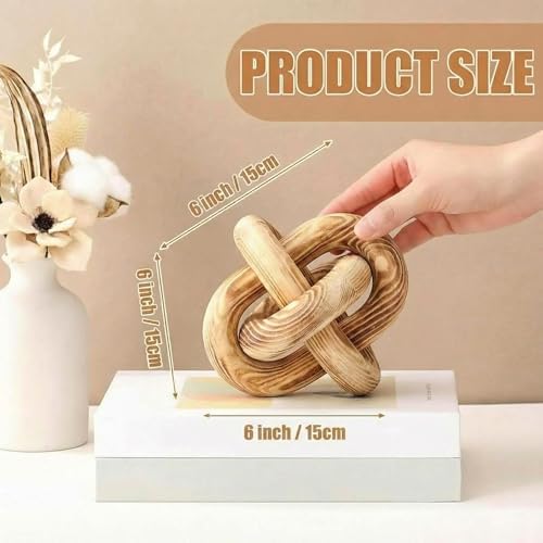 Yalikop 3 Link Wood Knot Decor Rustic Table Shelf Accents, Burnt - Image 2