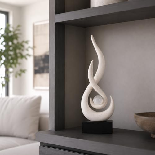 Modern Abstract Art Table Decoration,Resin Flame Statue Modern Centerpiece Ornaments for Living Room Great Gift Idea Home Decor,Collectibles (Beige) - Image 3