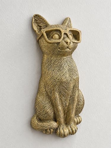 GUSFREUD Vintage Gold Animal Heads Sculptures Wall Art - Resin Faux Cat for Home Wall Decor, Cat Wall Hanging Decoration for Living Room, Bedroom & Kitchen, Unique Gift Idea by GUSFREUD