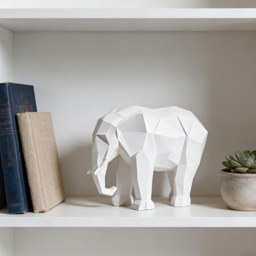 Cynkeyee Resin Elephant Statue Figurine - 4.5 in White Statues Decorations - Image 2