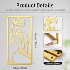 Bakovity Gold Metal Bathroom Wall Art Minimalist Line Art Wall Decor Gold Abstract Modern Wall Decor for Bathroom Living Room Bedroom (4 Pcs,17 x 9 in) - Image 2