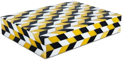 Handicrafts Home Decorative Storage Box with Lid Desk Organizer Box Office Organizer Desk Box for Storage & Shelf Decor – Handmade Resin Inlay – Yellow Marquet Artemis Collection- 6x8x1.5 by HandicraftsHome