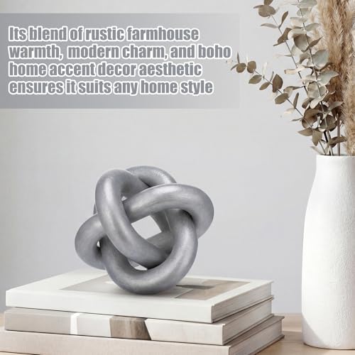 Yalikop 3 Link Wood Knot Decor Rustic Table Shelf Accents, Silver - Image 4