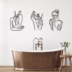 Photect 3 Pcs Metal Wall Art Minimalist Woman Line Decor, Cute, Black - Image 6