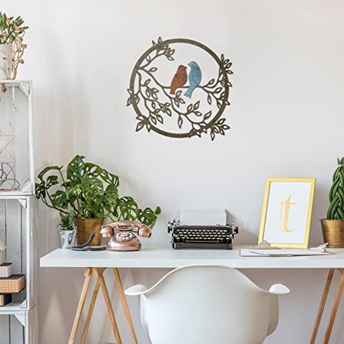 Ferraycle Metal Wall Art Bird on Tree Branch Silhouette Bird Hanging Ornament Porch Wall Decor for Living Room Outdoor Garden Bedroom Office Housewarming Party Decoration(Vivid Color) - Image 6