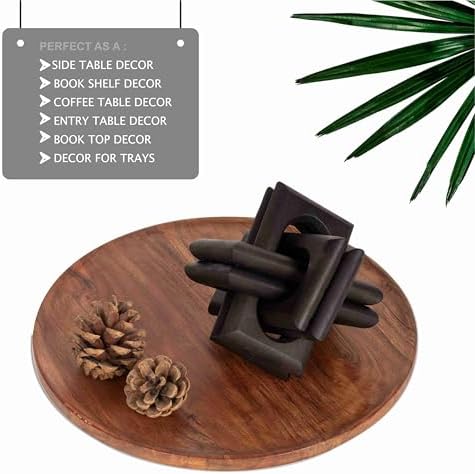 Boho Wooden Chain Links Decorative Object for Coffee Table & Shelf | Handmade Mango Wood Knot Sculpture | Rustic Modern Arch Décor for Living Room, Entryway, Console,Office Home Accent (Black) - Image 3