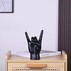 QIANLING 7.7" Black Resin Rock On Hand Gesture Statue - Rock Culture Music Lovers' Decorative Tabletop Sculpture for Bookshelf, Desk & Mantel Decor in Home or Office, Modern Symbolic Figurine - Image 4