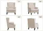 Accent Chair Set of 2, Mid Century Modern Fabric Wingback Chair, Upholstered - Image 9