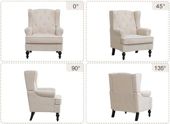 Accent Chair Set of 2, Mid Century Modern Fabric Wingback Chair, Upholstered - Image 9
