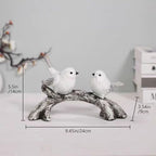 Resin Love Birds on Branch - 9.8 Inch Couple Bird Statue, Romantic Home Decor Gift for Valentine's Day, Wedding, Anniversary - Desk, Shelf, Bedroom, Office and Garden Decor - Image 2
