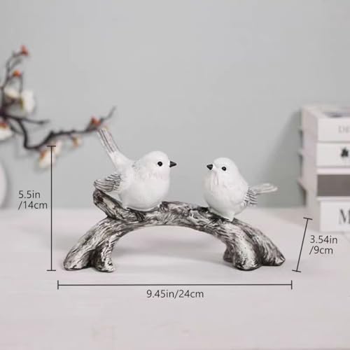 Resin Love Birds on Branch - 9.8 Inch Couple Bird Statue, Romantic Home Decor Gift for Valentine's Day, Wedding, Anniversary - Desk, Shelf, Bedroom, Office and Garden Decor - Image 2