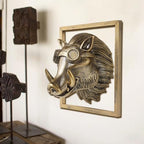 JJALIGHTS Exquisite Resin Animal Head Wall Sculpture (Gift Metal Frame) - Imitation Copper Vintage Decor for Living Room, Bedroom & Office | Decorative Wall Hanging Art (Warthog) - Image 4