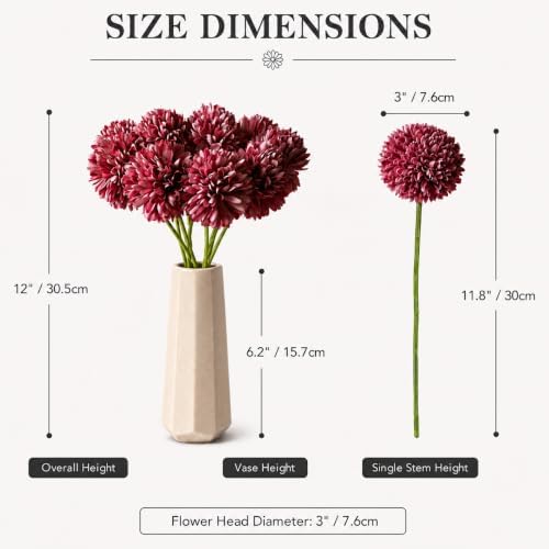 Mandy's 12pcs Artificial Mauve Ball Chrysanthemum Flowers - Image 3