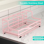HapiRm Toothbrush Holders for Bathroom - 5 Partitions Bathroom Counter Organizer with Instant Drying Stone, Stainless Steel Countertop Storage Electric Toothbrush Toothpaste Holder - Pink - Image 5