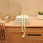 Linen Decorative Books for Home with Wood Beaded Tassel, 4-Piece Sage Set - Image 5