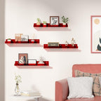 upsimples 4 Pcs 15" Acrylic Shelves for Wall Decor and Display, Red - Image 2