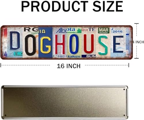 Dog Decor Dog House Tin Sign Wall Art Vintage Dog House Wall Decor Street Signs Dog Lover Metal Tin Signs Dog Decorations For The Home 16 X 4 Inches - Image 2