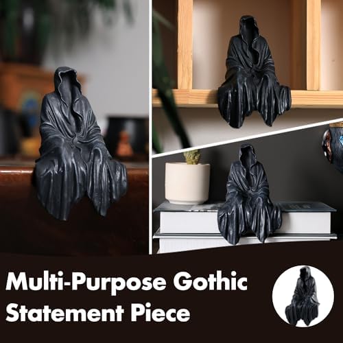 Tabletop Gothic Figurine Grim Reaper Statue - Gothic Spooky Sculpture for Garden or Bookshelf - 5.9 inch Mysterious Resin Dedor - Bookshelf Decor Fantasy. - Image 2