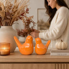 XMGZQ Small Ceramic Bird Statue and Sculpture for Home Decor Accents,Modern Animal Ornaments for Living Room,Bedroom,Coffee Table Centerpiece,Bookshelf,Cabinets,Cute Knick Knacks for Shelves (Orange) - Image 6