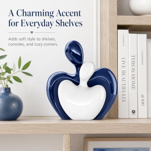 XMGZQ Hugging Couple Statue Ceramic Lover Figurine Home Decor is a Romantic Gift for Her on Wedding Anniversary and Valentines, TV Stand Decoration Knick Knacks for Shelves (Blue, 7in) - Image 5