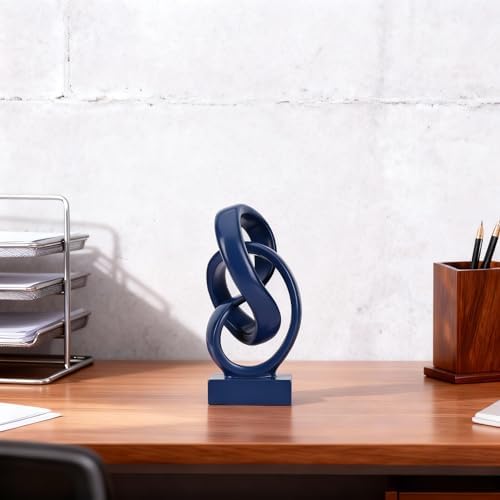 Abstract Blue Knot Sculpture, Geometric Decorative Statue, Blue Decor for Living Room Coffee Table Bookshelf Top, Office TV Cabinet Entryway Table Top Decor. - Image 4