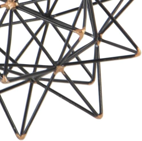 Deco 79 Metal Geometric Decorative Sculpture Home Decor Statue with Gold Accents, Accent Figurine 7" x 7" x 7", Black - Image 4