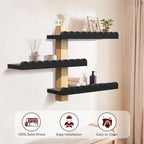 3-Tier 100% Solid Wood Shelves for Wall, Scalloped Rustic Floating Shelves, Wall Decor with Planter Vase, Wall Shelf for Apartment, Living Room and Bedroom - Image 4