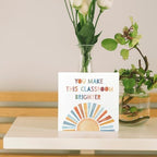 Boho Sunshine Classroom Wooden Box Sign 5x5 Inch, You Make This Classroom Brighter Inspirational Wood Signs for Kids Playroom Nursery Preschool Desk Table Shelf Decor - Image 2