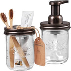 SheeChung Mason Jar Foaming Soap Dispenser and Toothbrush Holder Set,Bronze by SheeChung