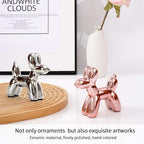 Notakia Cute Ceramics Pink Balloon Dog Statue Crafts Living Room Desktop Decorations,Handmade Modern Small Ceramic Animal Statue Ornament Home Decor Accents (Pink Balloon Dog) - Image 4