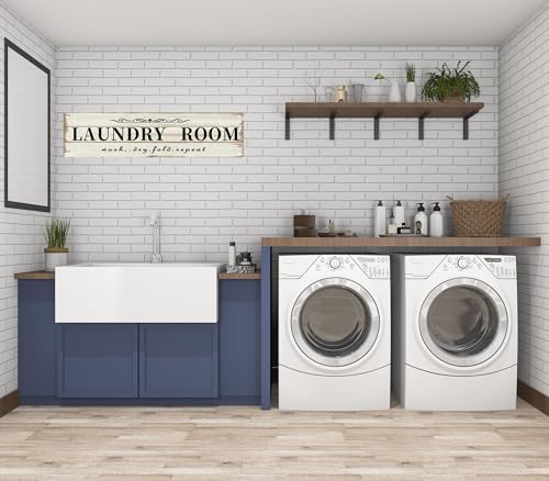 CSWLJS Laundry Room Decor Sign Metal Rustic Farmhouse Family Laundry Room Sign Wash Dry Fold Repeat Wall Decor Prints for Home 4x16 in - Image 4