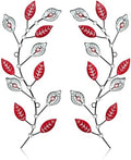sxnzequnze 2 Set Metal Tree Leaf Wall Art for Home Decor Living Room Bedroom Dining Room Bling Rhinestone, 3D, Iron Branch Hanging Leaf Sculpture Art Pieces -Red 16.5in*6.7in by sxnzequnze
