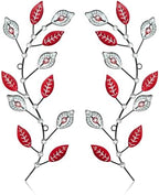 sxnzequnze 2 Set Metal Tree Leaf Wall Art for Home Decor Living Room Bedroom Dining Room Bling Rhinestone, 3D, Iron Branch Hanging Leaf Sculpture Art Pieces -Red 16.5in*6.7in by sxnzequnze