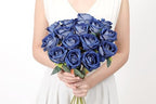 SITUMEIZI 15PCS Blue Artificial Roses Silk Flowers Fake Roses Realistic Bouquet Long Stem with Gift Box for Mother's Gift Day Home Party Wedding Decorations - Image 3