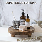 EOSAHR Acacia Wood Display Riser: Pedestal Stand for Bathroom Decor, Brown - Image 3