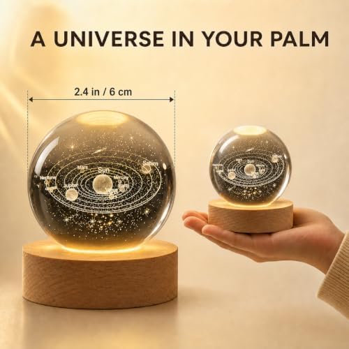 3D Solar System Crystal Ball 2.4in Universe Gifts for Space Lovers - Image 2