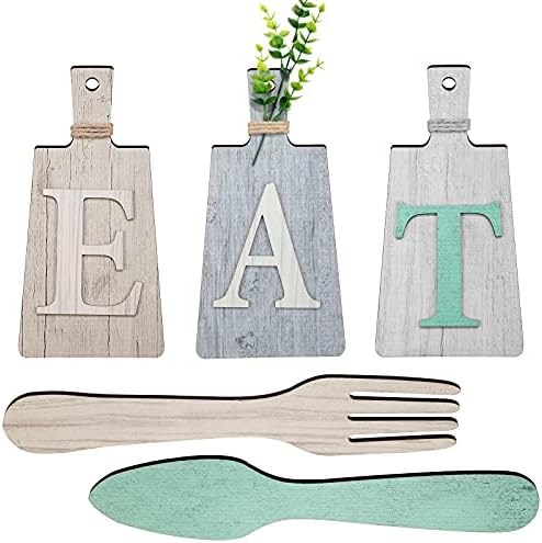 Jetec Cutting Board Eat Sign Set Wall Decor, Beige, Dark Gray, Gray White by Jetec