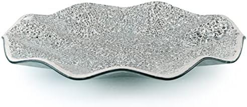 MDLUU Mosaic Centerpiece Tray, 11.6" Decorative Glass Plate, Home Decor Glass Bowl for Dining Room Table, Coffee Table, Gift (Silver) by MDLUU