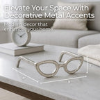 Modern Decorative Glasses Sculpture Figurine for Office Shelf Decor - Home and Bathroom Accent for Desk Display - Living Room Ornament Statue for Coffee Table Styling in Spaces - 3", Silver & Metallic - Image 3