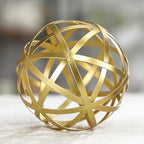Gold Decorative Sphere, Metal Coffee Table Decor Sculpture, Modern Home Decor Accent for Tabletop, Centerpiece, Shelf Display- Elegant Metal Sphere Decor with Luxury Golden Finish - Image 2