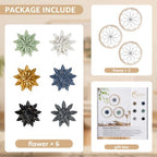 Paquesta 3 Piece Round Farmhouse Wall Decor with 6 Piece Interchangeable Flowers 15.75'' Medallion Wood & Metal Rustic Wall Art for Living Room Bedroom Kitchen Bathroom Dining Room Home Decorations (large black wheel) - Image 3