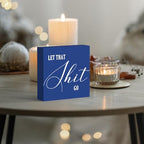 Funny Bathroom Decor Blue Wood Box Sign, Humorous Farmhouse Toilet Sign with Quote, Restroom Shelf Decor for Guest Bath, Tabletop Countertop - Image 6