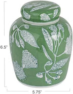 Creative Co-Op Decorative Ceramic Ginger Jar with Lid, Green - Image 2