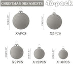 46Pcs Velvet Christmas Ball Ornaments Set - Flocked Shatterproof Christmas Tree Decorations Classic Hanging Ornaments with Rope for Xmas Wreath Holiday Home Decor (Multi-Size, Grey) - Image 2