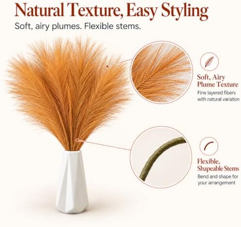Mandy's 20 Stems Orange Silk Pampas Grass Bouquet - Image 4