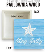 Beach Bathroom Decor Starfish Decor Stay Salty Beach Theme Summer Decorations Wooden Box Sign for Home Office Farmhouse Table Shelf - Image 2
