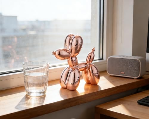 4 Inch Shiny Rosegold Balloon Dog Sculpture - Image 4
