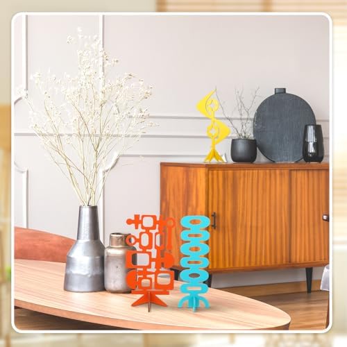 Yousoontic 3 Pcs Mid Century Modern Table Decor Vintage Atomic Bulb Atomic Stars Orange Blue and Yellow Geometric Shape Accent Sculpture Modern Aesthetic Decor for Home Living Room Table Centerpieces - Image 5